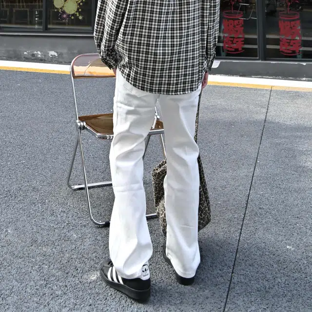 法文箱子 美式高街印花男潮牌痞帅复古宽松百搭直筒阔腿拖地长裤牛仔裤 男女同款