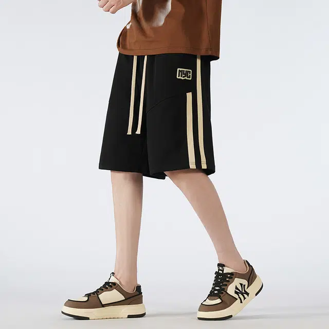 法文箱子 美式复古包边运动五分裤潮牌宽松针织跑步篮球休闲短裤 男款