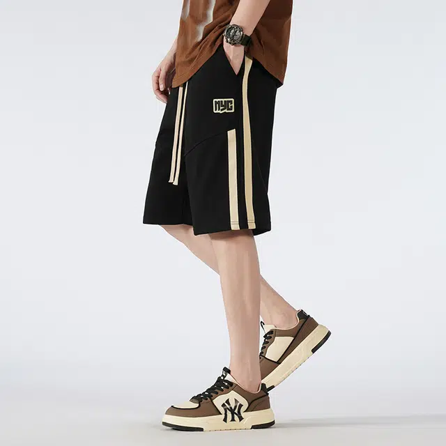 法文箱子 美式复古包边运动五分裤潮牌宽松针织跑步篮球休闲短裤 男款