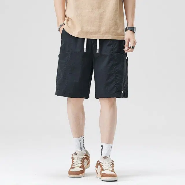 法文箱子 美式复古爆款字母印花款宽松五分裤子时尚百搭运动篮球风潮流休闲短裤 男款