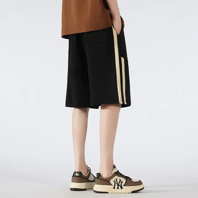 法文箱子 美式复古包边运动五分裤潮牌宽松针织跑步篮球休闲短裤 男款