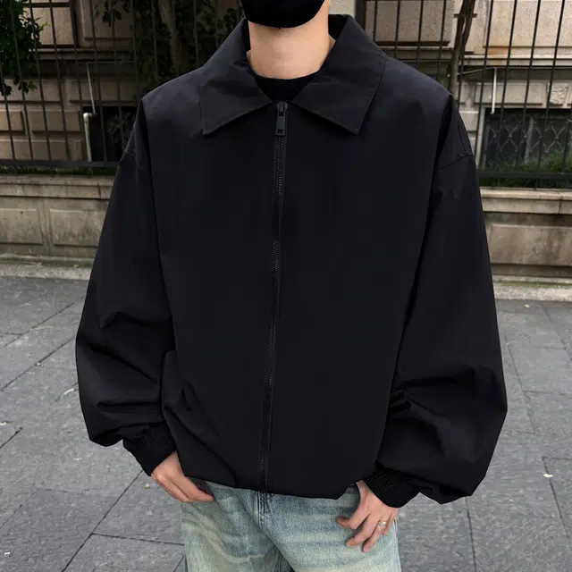 法文箱子 春秋季美式潮牌高级感痞帅飞行员软壳冲锋衣外套翻领棒球服夹克 男女同款