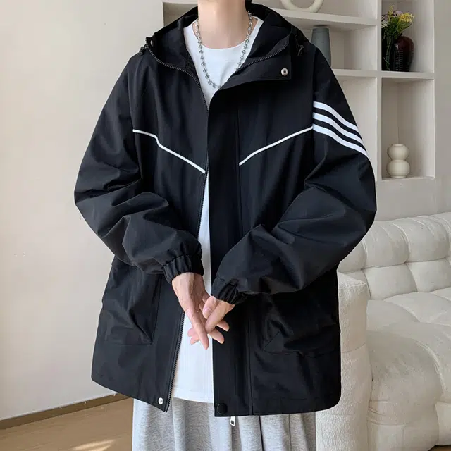 法文箱子 美式工装外套秋季青少年潮流上衣服初中学生休闲运动户外防风防水冲锋衣夹克 男女同款