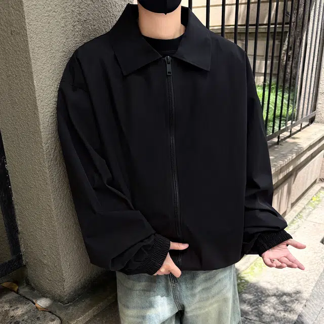 法文箱子 春秋季美式潮牌高级感痞帅飞行员软壳冲锋衣外套翻领棒球服夹克 男女同款