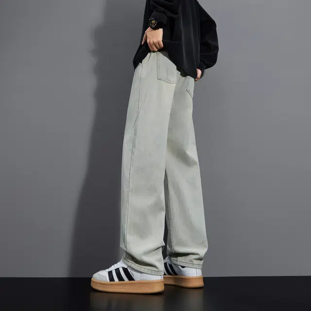 法文箱子 美式复古水洗基础款秋冬高街做旧舒适亲肤透气直筒通勤百搭废土风垂感休闲风显高显瘦长裤牛仔裤  男女同款