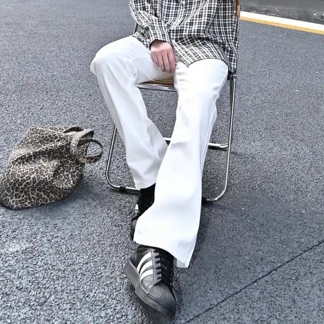 法文箱子 美式高街印花男潮牌痞帅复古宽松百搭直筒阔腿拖地长裤牛仔裤 男女同款