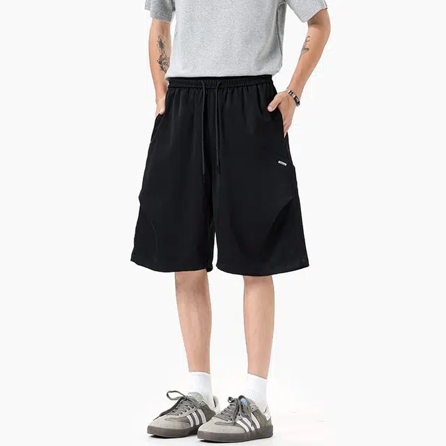 法文箱子 宽松五分纯色清新通勤运动百搭简约高街风休闲短裤 男款