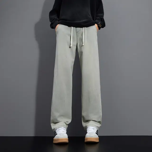 法文箱子 美式复古水洗基础款秋冬高街做旧舒适亲肤透气直筒通勤百搭废土风垂感休闲风显高显瘦长裤牛仔裤  男女同款