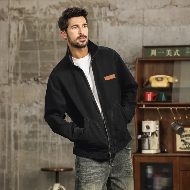 法文箱子 秋冬男士外套秋男百搭男装秋季潮流拼接翻领纯棉耐磨战术工装衣服夹克 男款