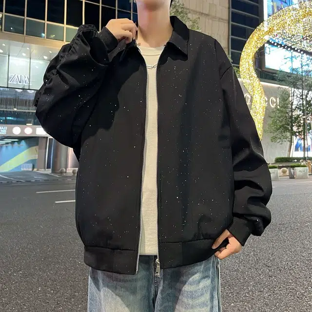 法文箱子 美式春秋满天星设计感翻领外套潮流百搭休闲夹克 男款