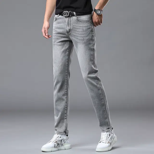 尘映 高端轻奢精品欧货薄款时尚小脚修身裤牛仔裤 男款