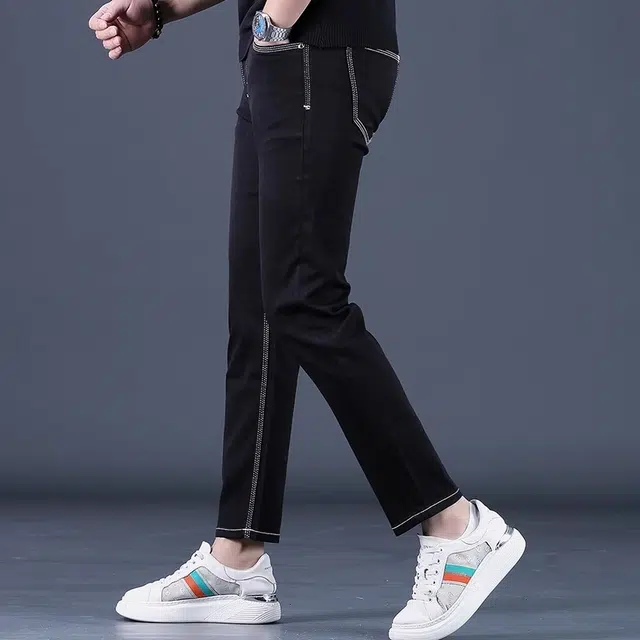 尘映 薄款高端美式潮牌修身休闲直筒牛仔裤 男款