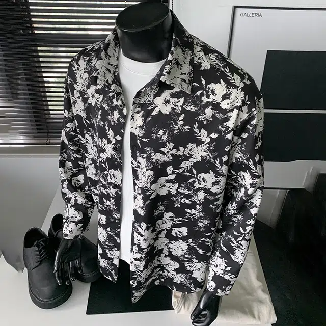 尘映 美式复古高街校园穿搭休闲宽松学生党轻薄凉感慵懒落肩翻领单排扣无性别氛围感百搭衬衫 男女同款