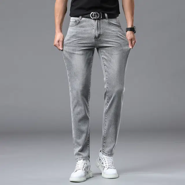 尘映 高端轻奢精品欧货薄款时尚小脚修身裤牛仔裤 男款