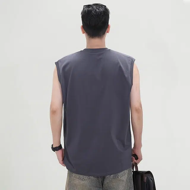 尘映 冰丝速干美式坎肩无痕健身运动上衣背心 男款