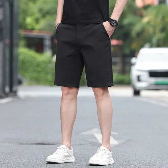尘映 夏季薄款高端轻奢纯棉宽松轻商务时尚百搭直筒七分休闲短裤 男款