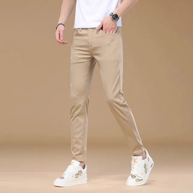 尘映 潮流薄款修身小脚弹力牛仔裤 男款