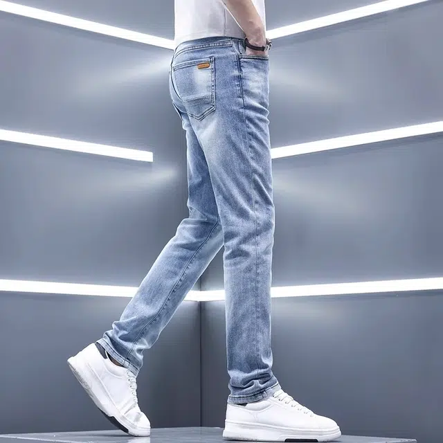 尘映 美式潮牌小脚纯色直筒休闲裤牛仔裤 男款