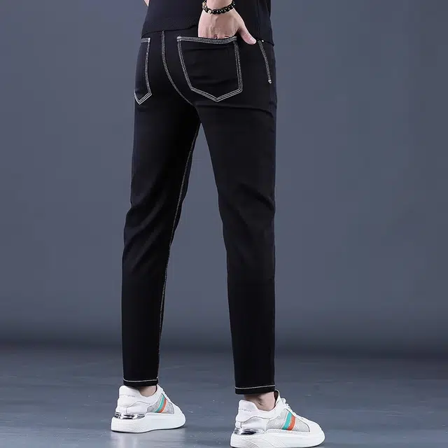 尘映 薄款高端美式潮牌修身休闲直筒牛仔裤 男款