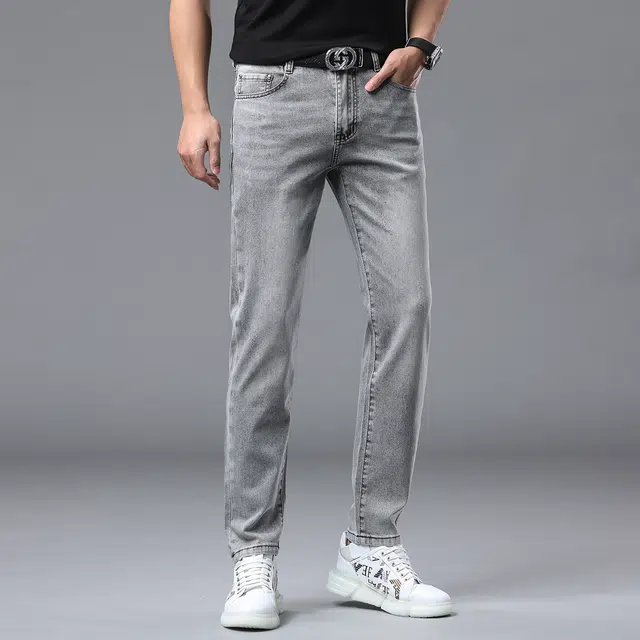 尘映 高端轻奢精品欧货薄款时尚小脚修身裤牛仔裤 男款