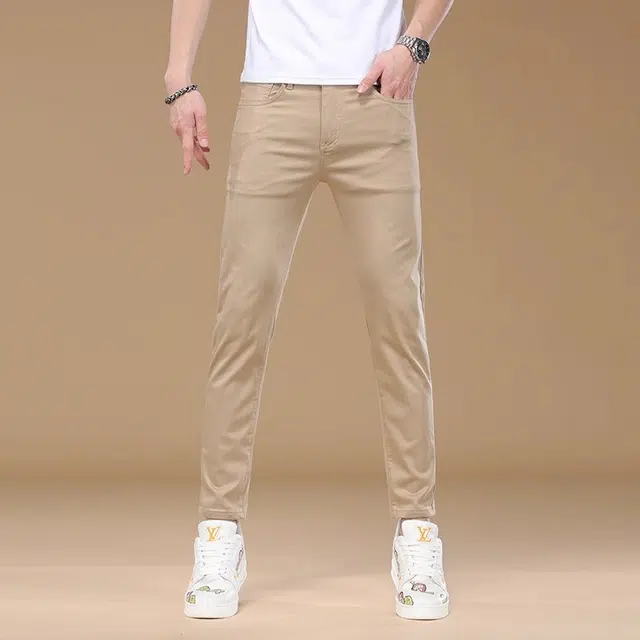 尘映 潮流薄款修身小脚弹力牛仔裤 男款