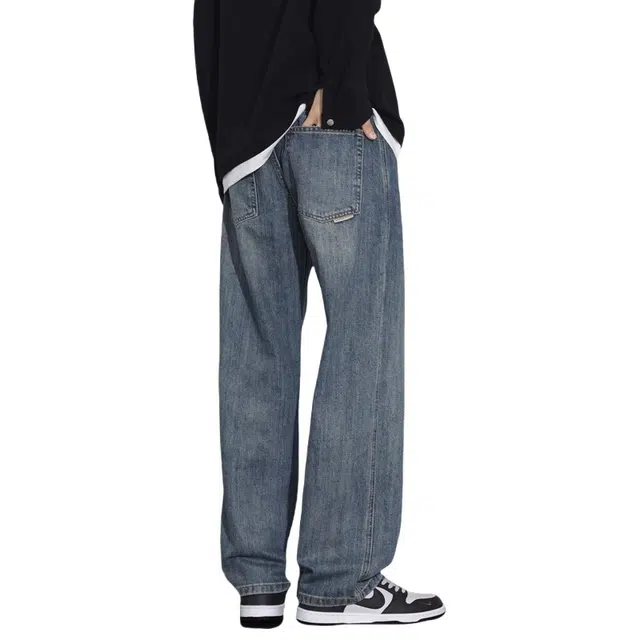 Bingsheng Slim Loose Straight Wide-leg Jeans