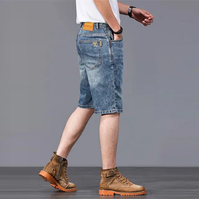 炳盛 高端夏季薄款宽松直筒五分裤潮美式休闲中裤子牛仔短裤 男女同款