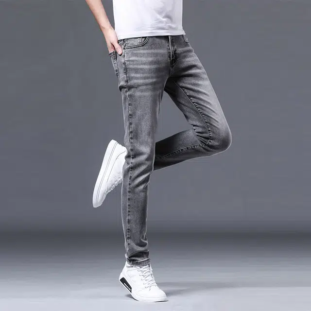 炳盛 高端修身小脚夏季薄款弹力休闲长裤子牛仔裤 男女同款