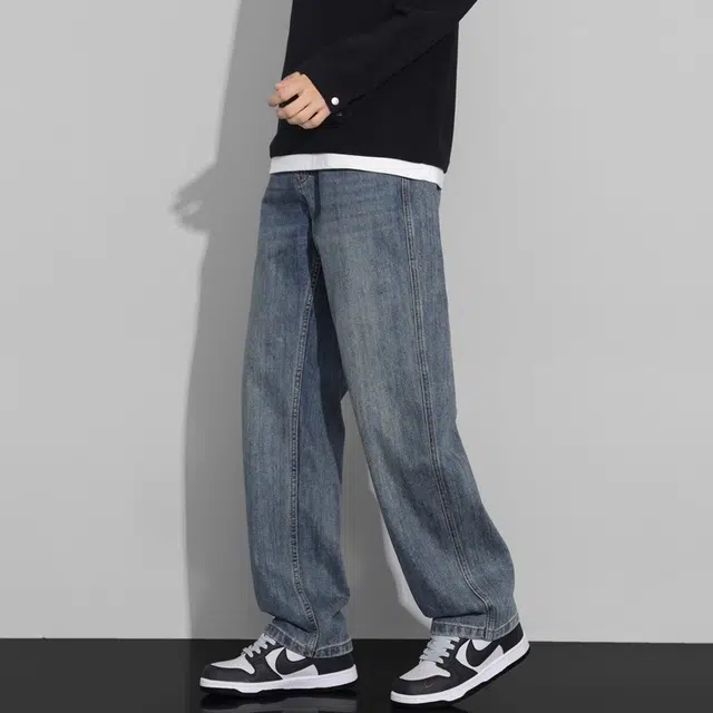 Bingsheng Slim Loose Straight Wide-leg Jeans