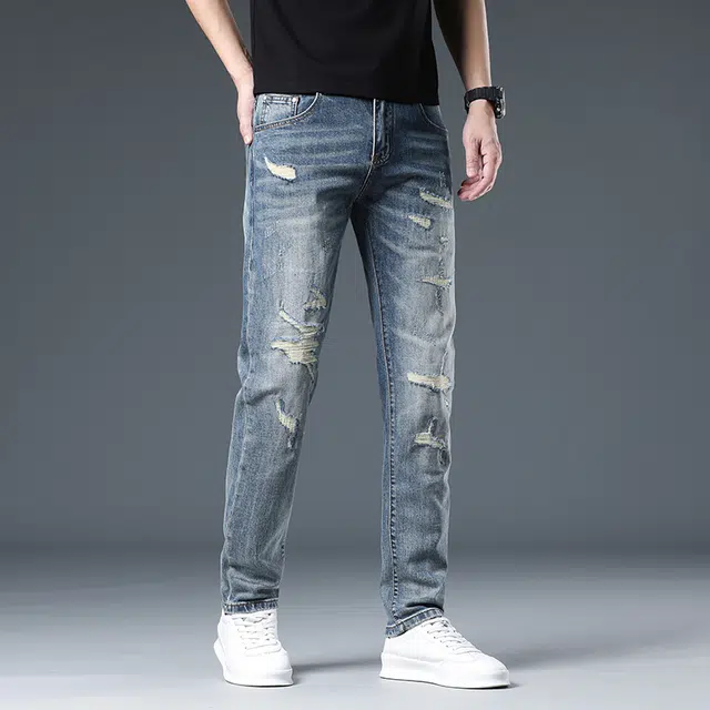 Bingsheng Slim Fit Distressed Jeans 2025 Autumn