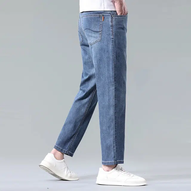 炳盛 夏季薄款冰丝九分直筒宽松休闲牛仔裤 男女同款