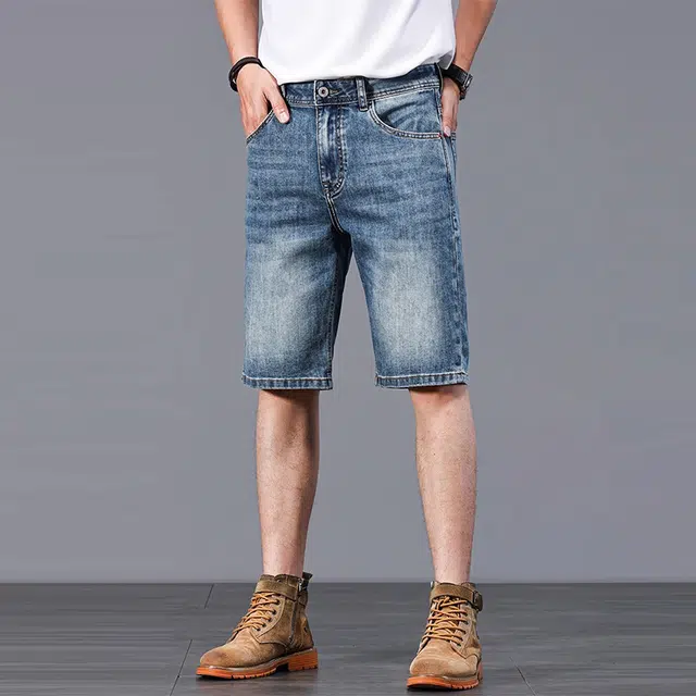 炳盛 高端夏季薄款宽松直筒五分裤潮美式休闲中裤子牛仔短裤 男女同款