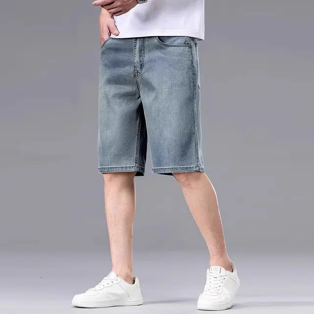 炳盛 夏季超薄款宽松直筒潮牌复古牛仔短裤 男女同款