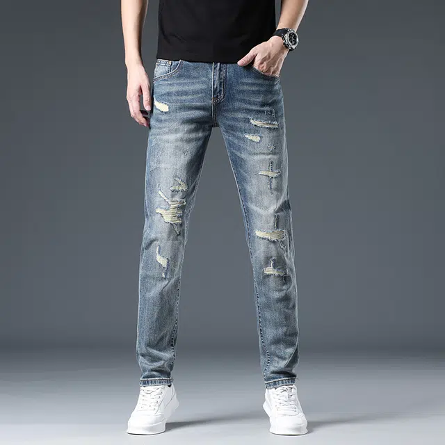 Bingsheng Slim Fit Distressed Jeans 2025 Autumn