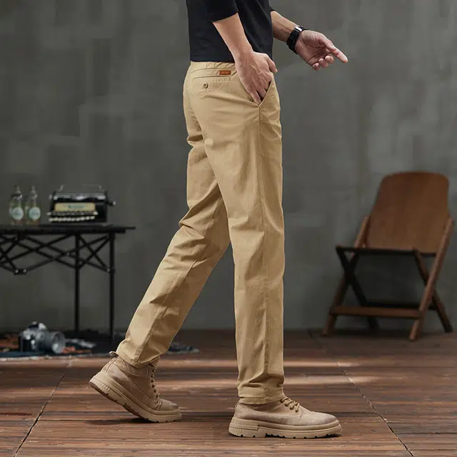 炳盛 高端男士秋冬季纯棉高腰弹力免烫抗皱男商务直筒裤子休闲裤 男女同款