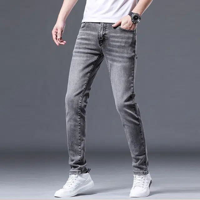 炳盛 高端修身小脚夏季薄款弹力休闲长裤子牛仔裤 男女同款