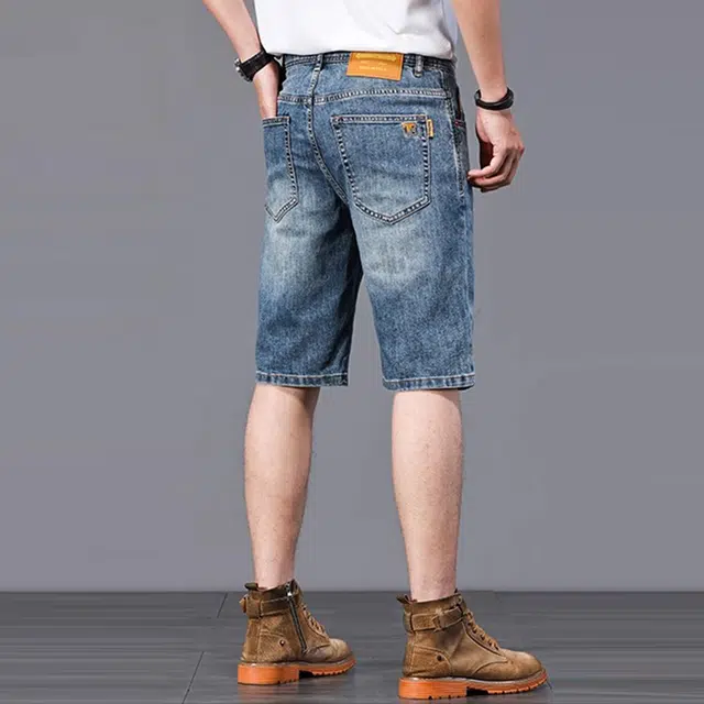 炳盛 高端夏季薄款宽松直筒五分裤潮美式休闲中裤子牛仔短裤 男女同款