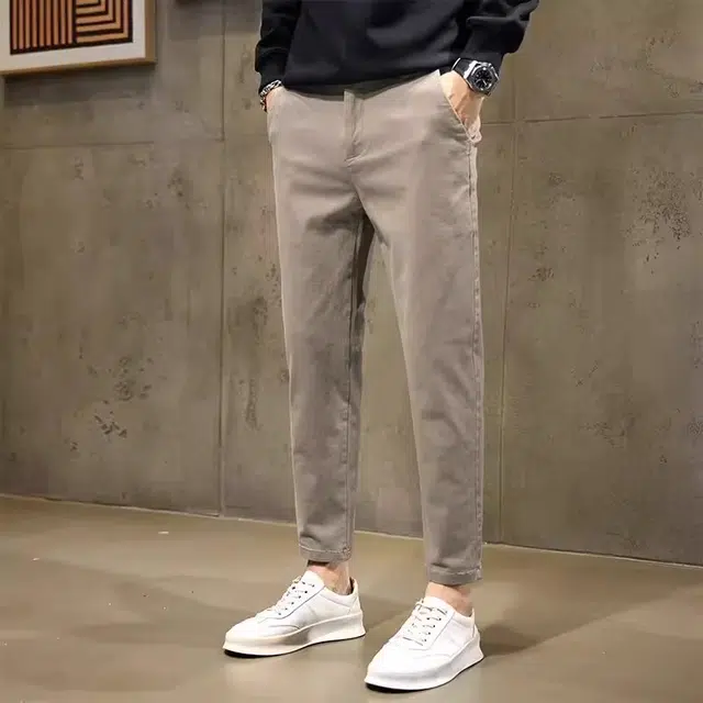 炳盛 棕色休闲裤男春秋季纯棉商务直筒修身显瘦九分西装裤男装 男女同款