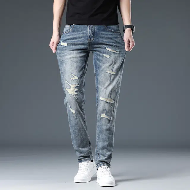 Bingsheng Slim Fit Distressed Jeans 2025 Autumn