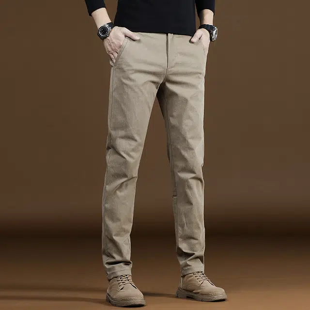 炳盛 秋季纯棉潮牌高端商务外穿修身弹力直筒休闲裤 男女同款