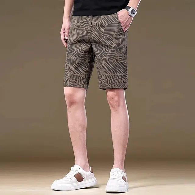 炳盛 薄款暗纹合身直筒透气五分休闲短裤 男女同款