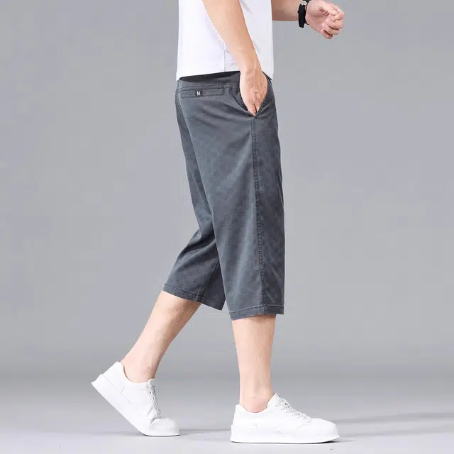 炳盛 七分裤夏季薄款冰丝透气提花潮牌宽松休闲短裤 男女同款