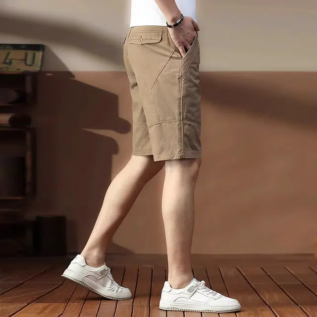 炳盛 高端纯棉五分薄款修身小直筒商务休闲短裤 男女同款