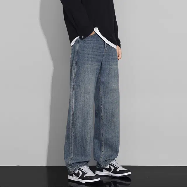 Bingsheng Slim Loose Straight Wide-leg Jeans