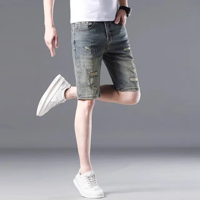 炳盛 修身直筒薄款潮流百搭牛仔短裤 男女同款