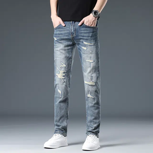 Bingsheng Slim Fit Distressed Jeans 2025 Autumn