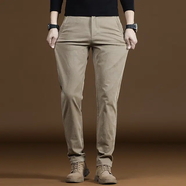 炳盛 秋季纯棉潮牌高端商务外穿修身弹力直筒休闲裤 男女同款