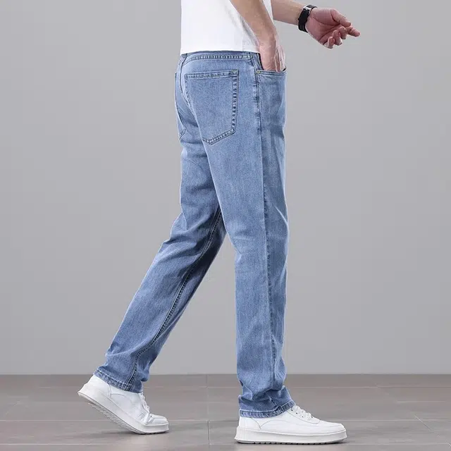炳盛 高端夏季薄款直筒弹力百搭休闲长裤牛仔裤 男女同款