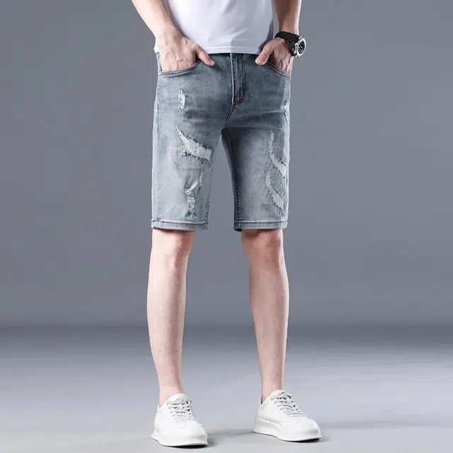 炳盛 薄款潮流复古纯色牛仔短裤 男女同款