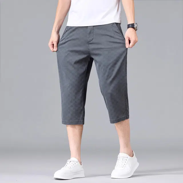 炳盛 七分裤夏季薄款冰丝透气提花潮牌宽松休闲短裤 男女同款